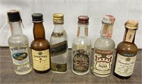 6 Small Liquor Bottles / Johnnie Walker & More 4"