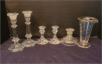 4Pc. Crystal  Candle Holder Set w/ extras