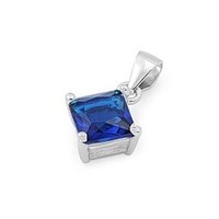 Princess Cut 2.75ct Blue Sapphire Pendant