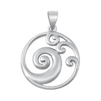 Solid Silver Wave Pendant