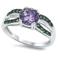 Solitaire 2.20ct Amethyst & Emerald Ring