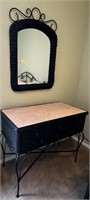 Black Wicker Dresser & Matching Mirror