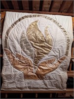 Vtg Quilted Banner, Hand Stitched Eternal Flame