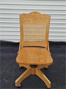 Oak roll around office chair