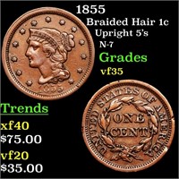 1855 Braided Hair 1c Grades vf++