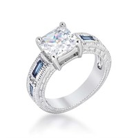 Princess 2.50ct White & Blue Sapphire Ring