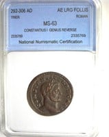 292-306 AD Constantius I Genius Reverse NNC MS63