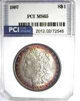 1887 Morgan PCI MS65 Purple Rim