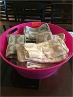 Tub of 22 Tan Leaf Napkins & 18 Grey/Green Napkins