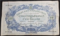 1938 Belgium 500 Francs / 100 Belgas XXL-Size Note