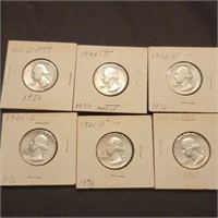 6 Silver Quarters  date vary look at pictures