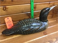 carved, painted loon
