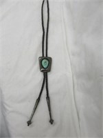 STERLING SILVER TURQUOISE STONE BOLO TIE