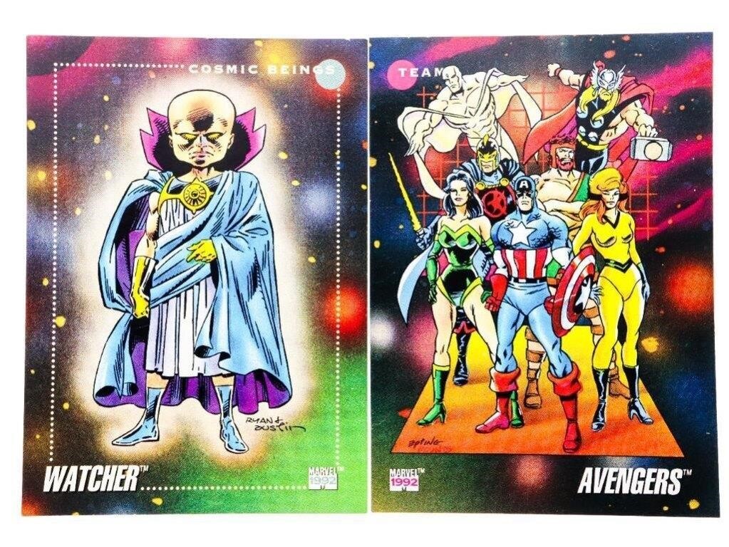 Lot 2 Marvel 1992 Cards - WATCHER & THE AVENGERS