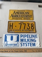 Signs and license plate
