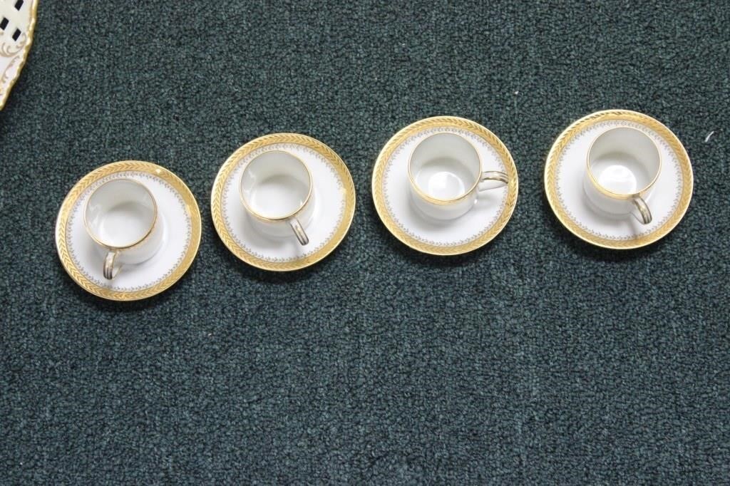 Set of 4 Limoge Royal Dematesse Cup and Saucers