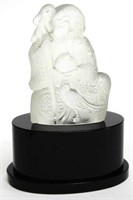 Frosted Glass Seated Chinese Luohan Figure