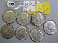 7   U.S. Kennedy 40% Silver Half Dollars