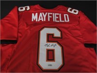 BAKER MAYFIELD SIGNED FOOTBALL JERSEY WITH COA