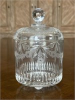 Impressive Etched Glass Crystal Jar