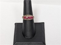 .925 Sterling Ruby Ring Sz 7