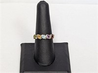 .925 Sterling Multi Gemstone Ring Sz 8