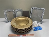 APPEARS TO BE PEWTER PHOTO FRAMES/PLATES/MORE