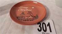 TERRA COTTA PLATE "MERRY CHRISTMAS " BY ELLEN