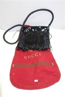 GUCCI LADIES HAND BAG - BLACK - BEADED FLAPPER