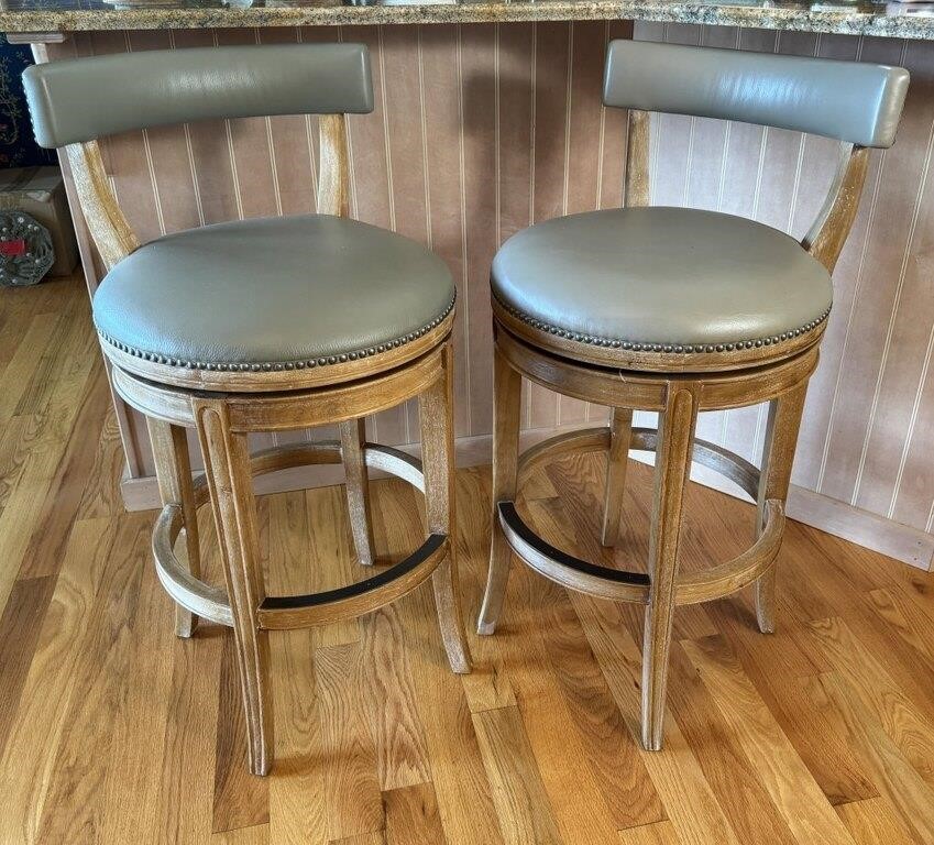 Two Frontgate Swivel Nail Trim Bar Stools
