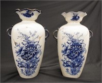 Pair of Edwardian Staffordshire mantle vases