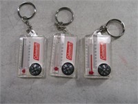 (3) COLEMAN Vtg Therm/Compass Keychains 2of3