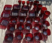 Lot of Red Pigeon Blood Glass