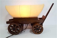 Vintage Handmade Wood Stagecoach Lamp, Works