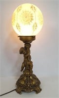 MCM Cherub Gold Gilt Banquet Lamp, Works