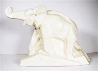 French craquelier cream glazed ceramic elephant