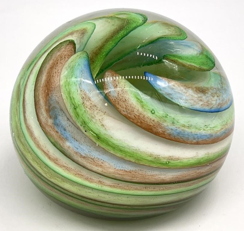 Signed Nourot Art Glass Paperweight