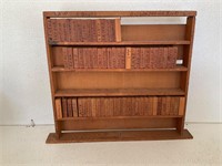 BOOKS OF THE BIBLE ANTIQUE WOODEN BOOKCASE