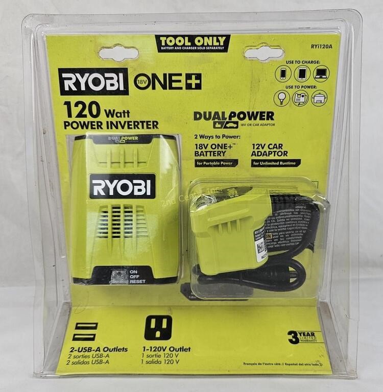 New Ryobi 18v 120 Watt Power Inverter