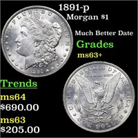 1891-p Morgan $1 Grades Select+ Unc