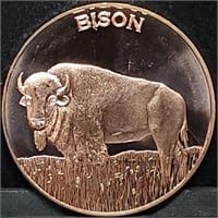 1oz Copper Bullion Bison Round BU