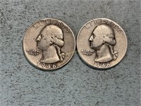 Two 1946 Washington quarters