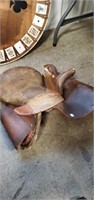 Leather Side Saddle with Riding Helmet