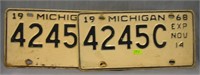 Pair of early Michigan license plates