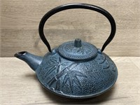 Cast Iron Bamboo Tea Pot 7" Wide