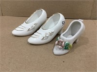 3 Vintage Miniature Shoe Porcelain