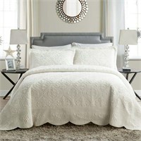 VCNY Home 3-Piece Ivory Solid Bedspread Set, Queen