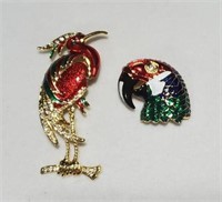 Colorful Enameled Bird Brooches Pins