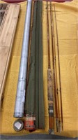 9 foot split bamboo fly rod, South Bend bait