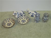 6pc  Vintage Ceramics Japan Blue Delft